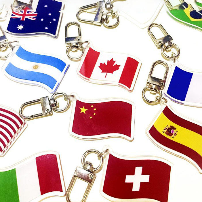 Chinese Supplier Customized Your Acrylic Key Chain Flag National Charms For Gift