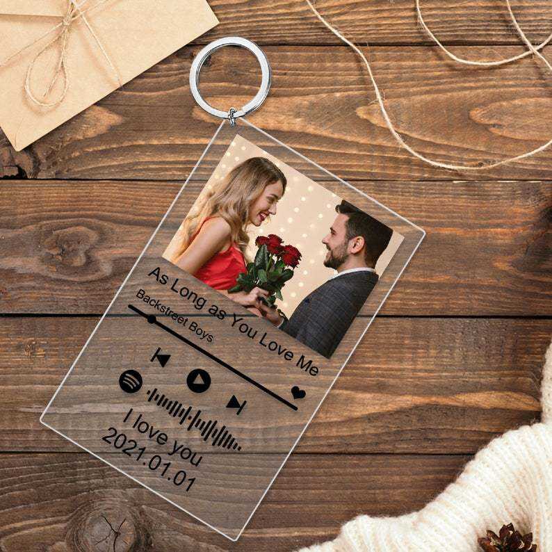 Factory Rectangular Acrylic Key Chain Picture Key Ring Custom Couple Lover Photo Picture Text Words Printed Acrylic Keychain manufacture