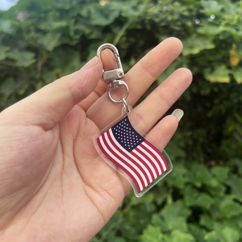 Chinese Supplier Customized Your Acrylic Key Chain UK US Country Flag National Charms Promotional Gift