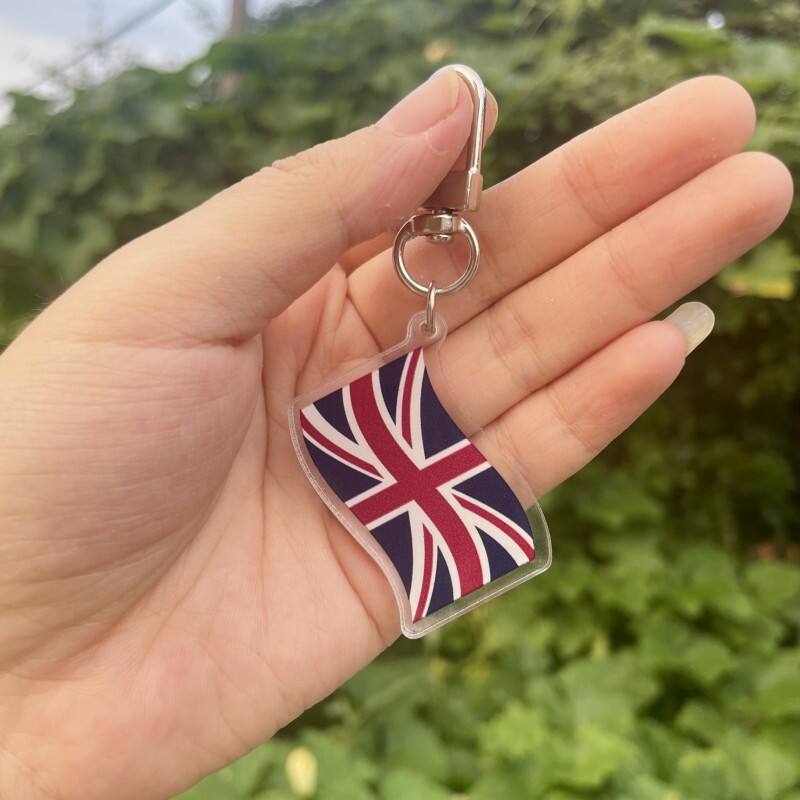 Chinese Supplier Customized Your Acrylic Key Chain UK US Country Flag National Charms For Gift