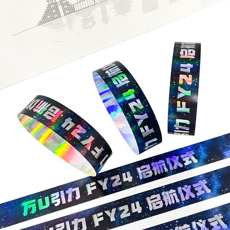 Concert Event Holographic Colorful Laser Paper Bracelet Access Control Identification Security Ticket Wristband