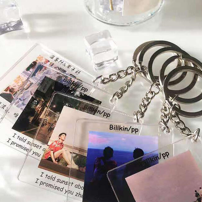 Factory Rectangular Acrylic Key Chain Picture Key Ring Custom Couple Lover Photo Picture Text Words Printed Acrylic Keychain manufacture