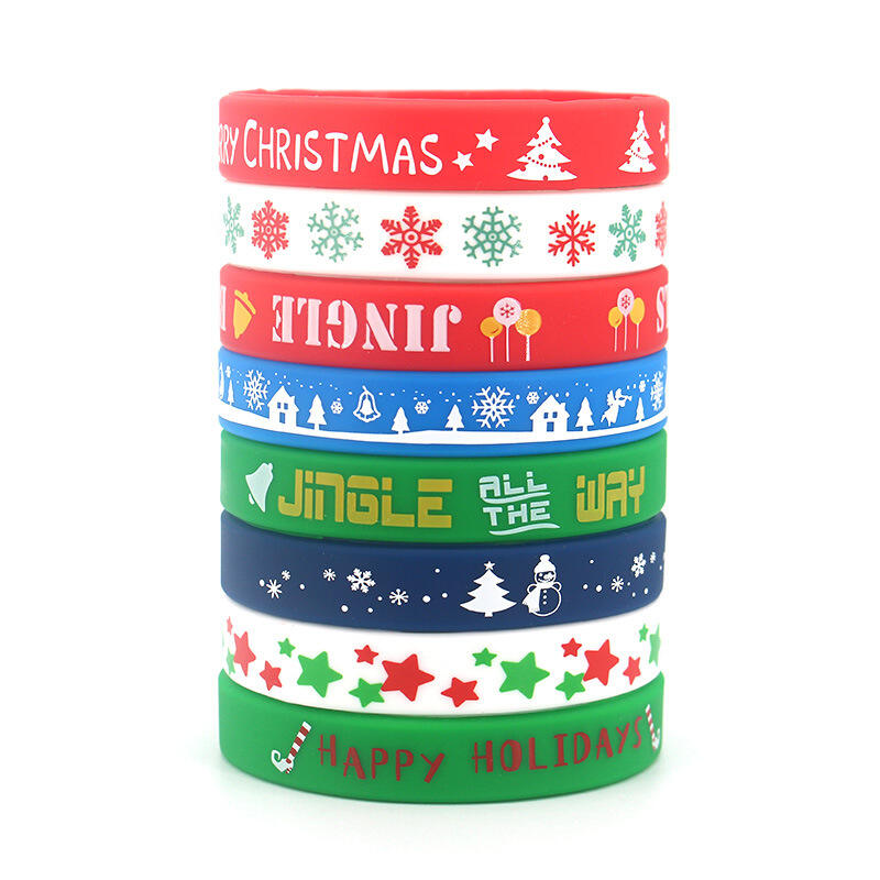 Cheap Merry Christmas Festival Stylish Silicone Bracelet Wristband For Gift