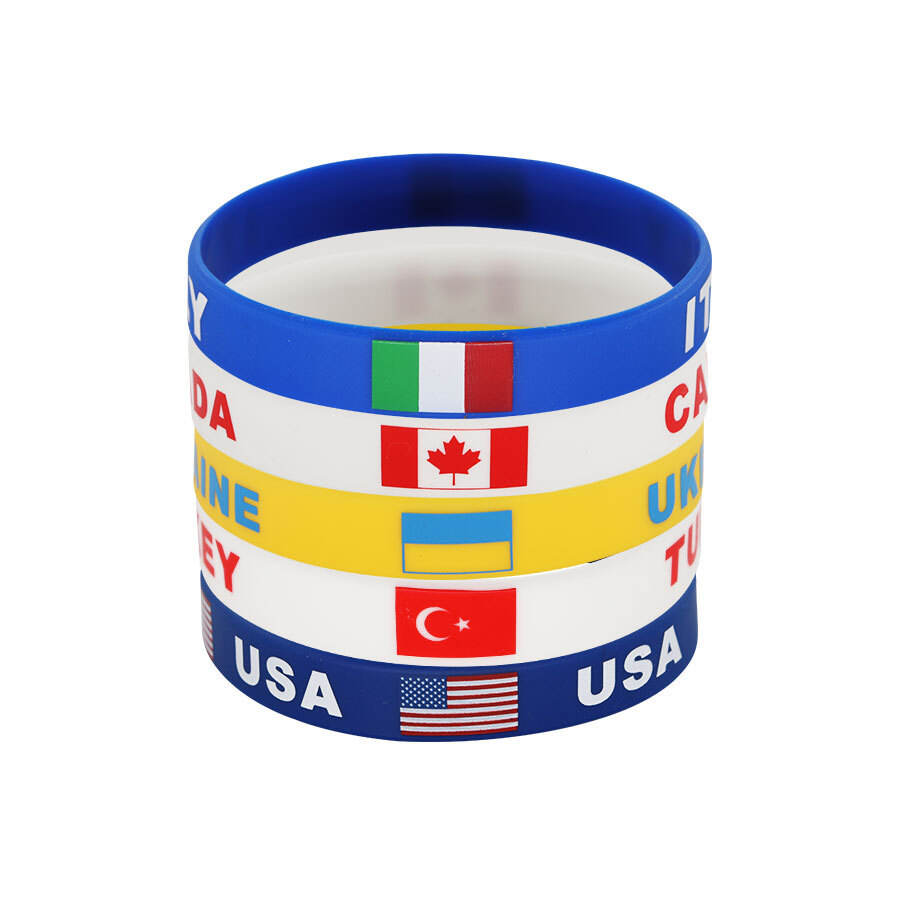 Factory Custom Silicone Bracelet Injected Embossed National Flag Rubbery March Procession Support Palestine Free Gaza Wristband manufacture