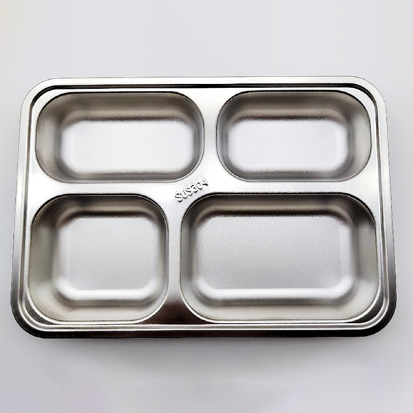 Stainless steel four-grid dinner plate