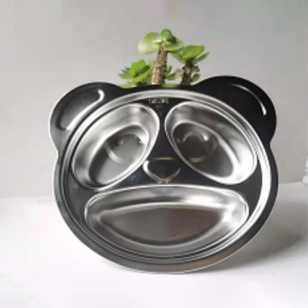 Panda shape stainless steel dinner plate