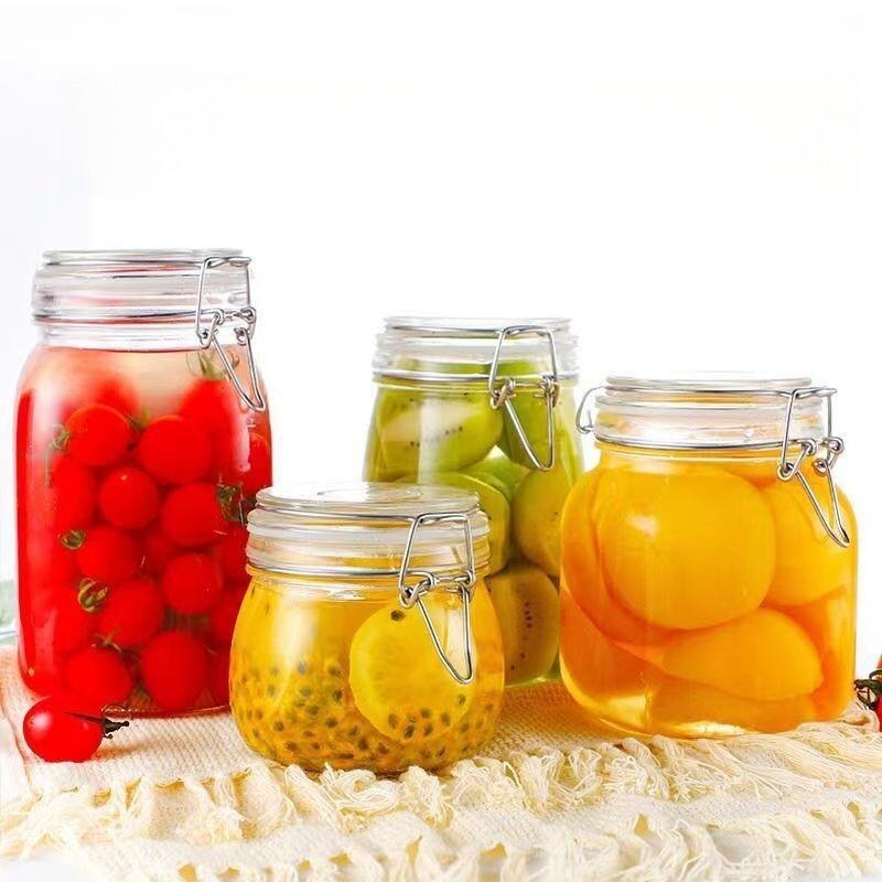 Barattoli di Vetro con Cerniera Transparent per Cucina, contenitori di vetro lock and lock per Conservazione Alimentare adatta per Kimchi e Altre Conserve