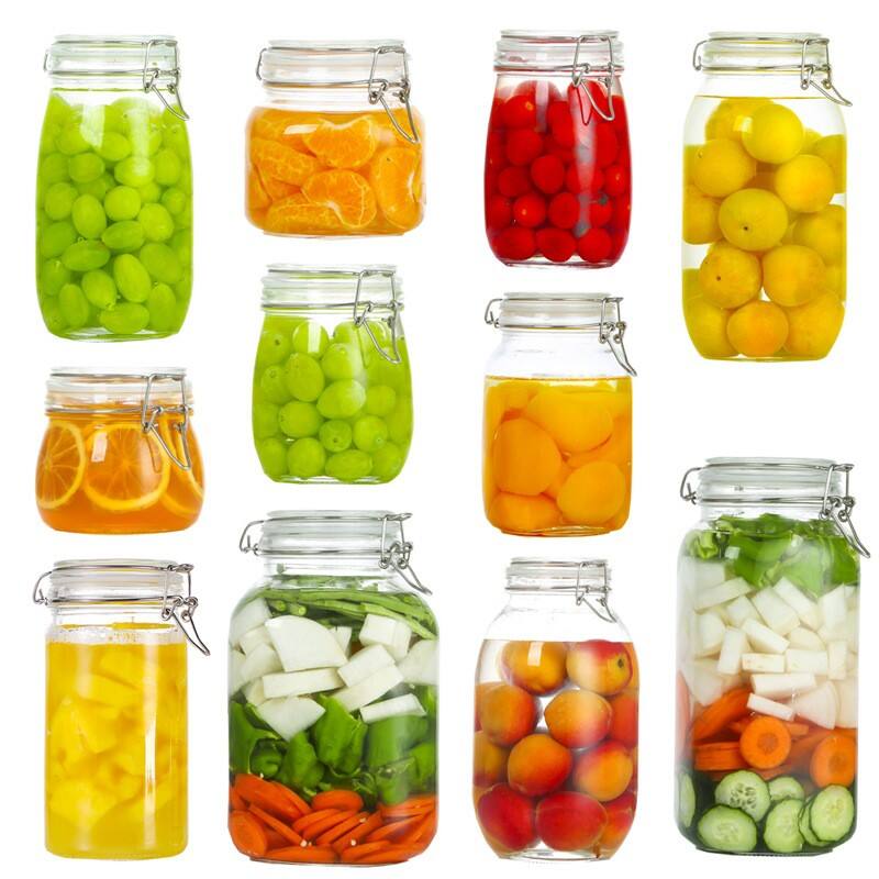 Barattoli di Vetro con Cerniera Transparent per Cucina, contenitori di vetro lock and lock per Conservazione Alimentare adatta per Kimchi e Altre Conserve