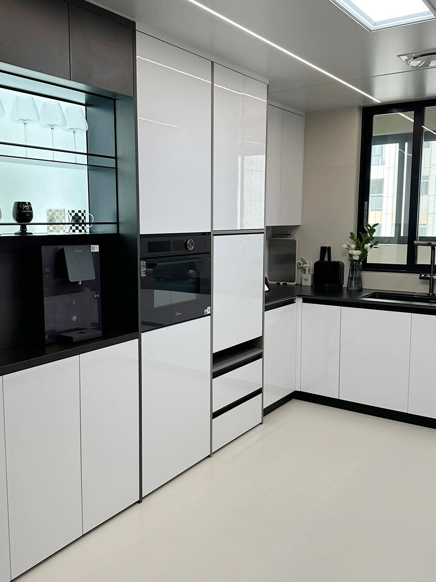 Modern High - Gloss White Kitchen Cabinet Set with Integrated Appliances