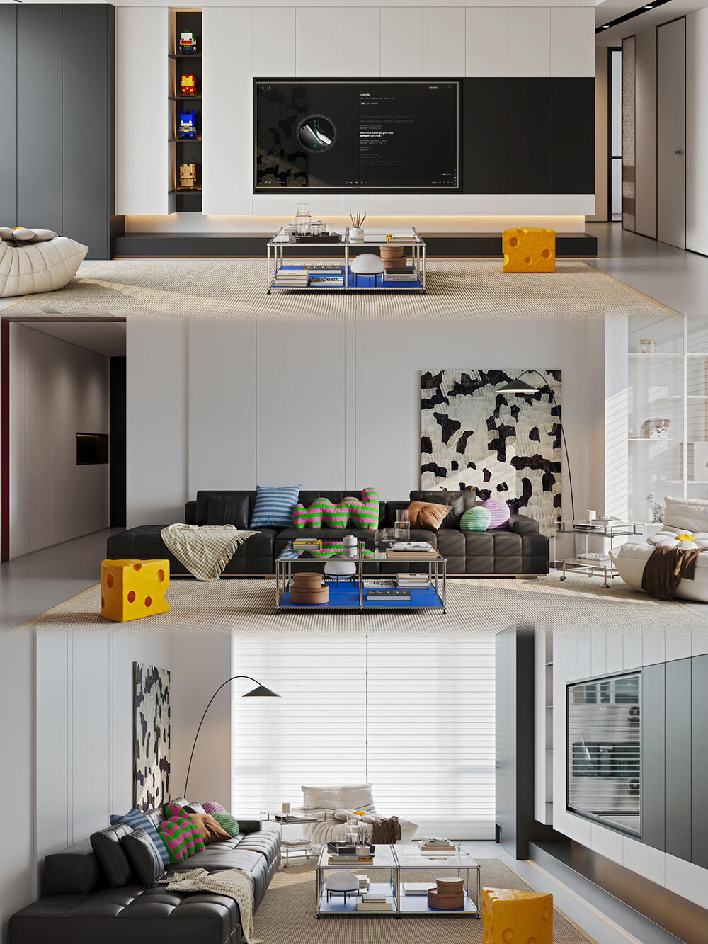 Modern Whole House Custom Furniture with Monochromatic Tones, Sleek Materials, and Versatile Designs for a Sophisticated Home Space