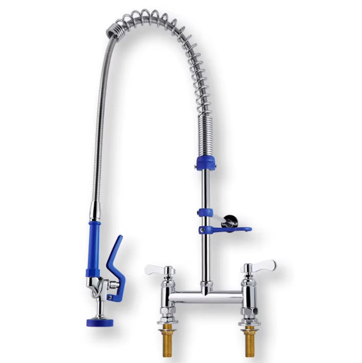 Why is a commercial sink faucet designed for easy operation and durability?