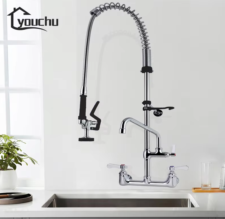 How to maintain and descale a heavy-duty commercial pre-rinse faucet?