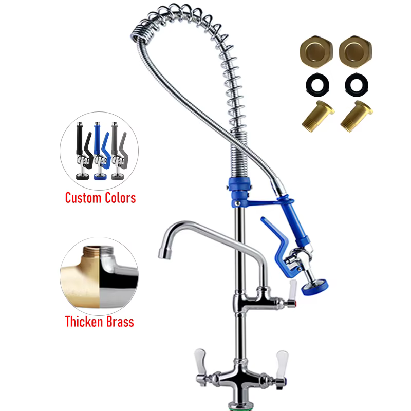 Commercial Kitchen Basin Faucet Pull Spray Pre-Rinse Sink Mixer Deck Mounted Brass/Sus304 Stainless Steel Taps for Hotels