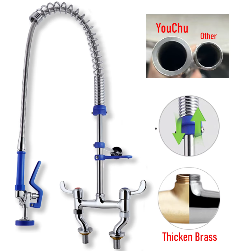 Why choose a commercial pre rinse faucet over a standard kitchen faucet?