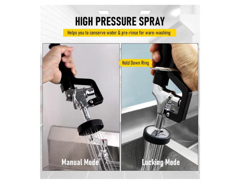 How to install a commercial kitchen faucet with a pre-rinse function?