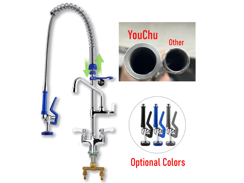 How does a pre rinse faucet improve kitchen efficiency?