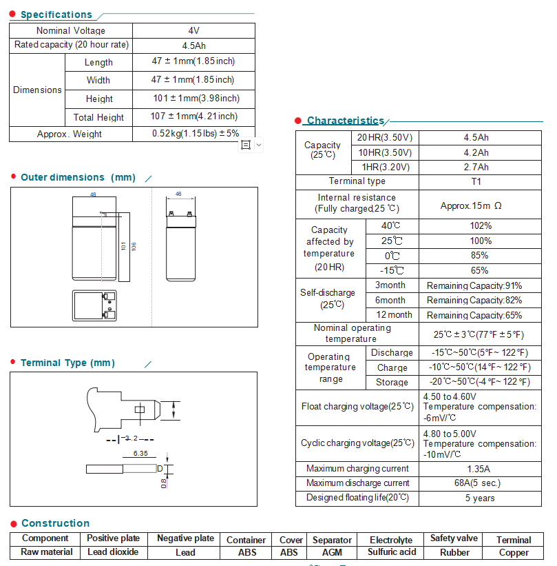 np4 45ah 4v45ah lead acid battery-2