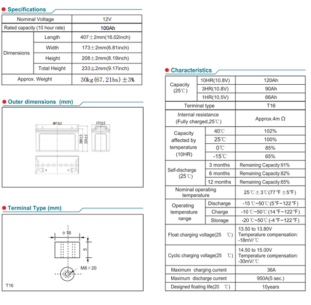 np100 12 12v100ah lead acid battery955-2