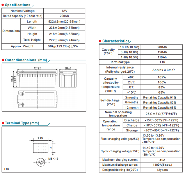 np200 12 12v200ah lead acid battery522-2