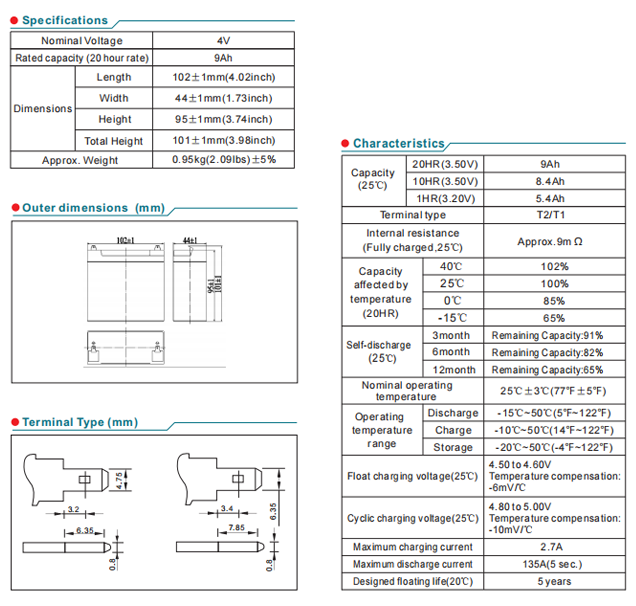np9 4 4v9ah lead acid battery-2