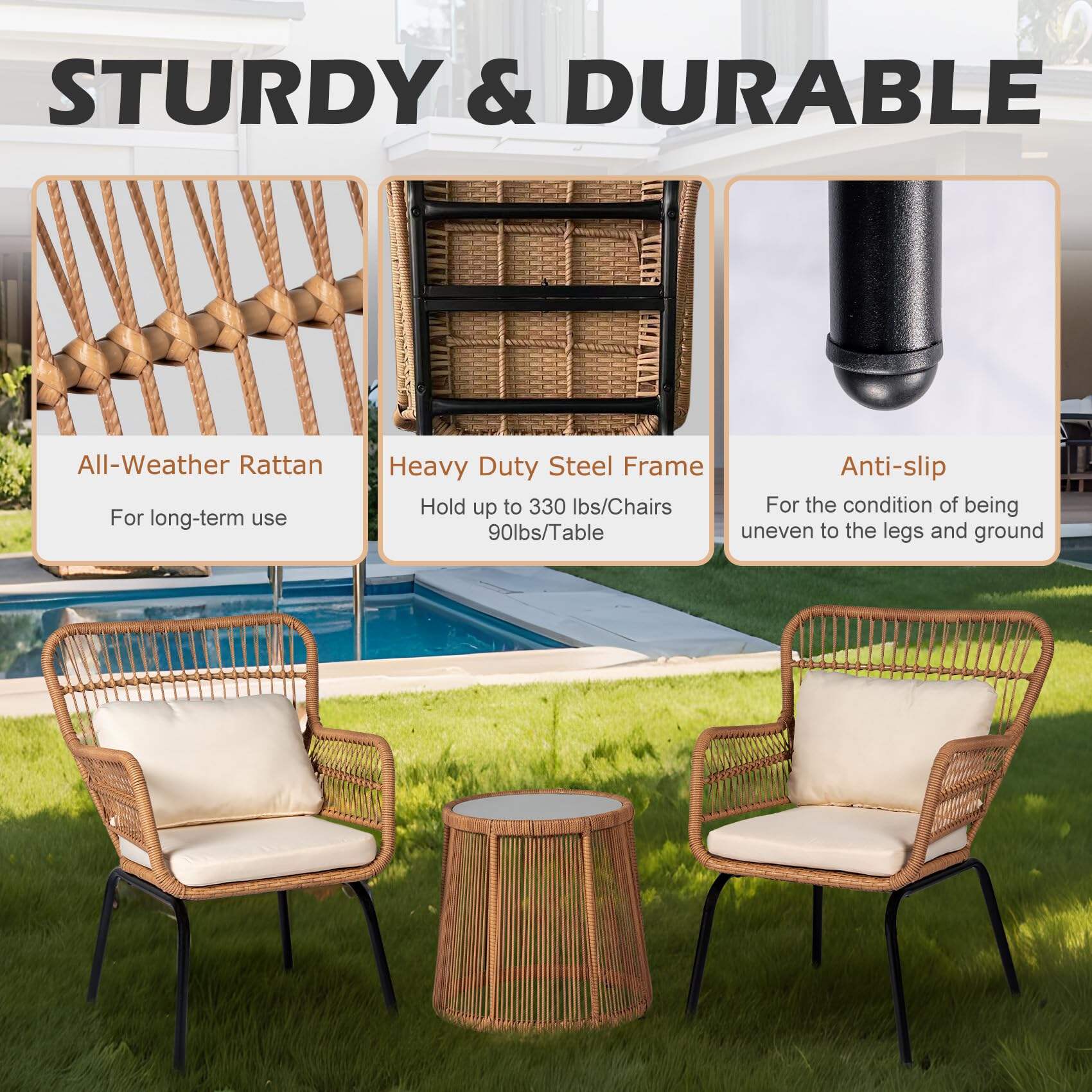 3-teiliges Bistro-Set