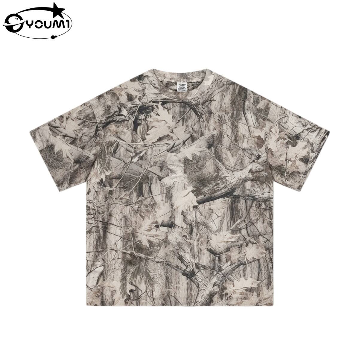 Youmi Camo PrintPomoguljena majica Velikog veličine Teška ulična majica majica Y2K