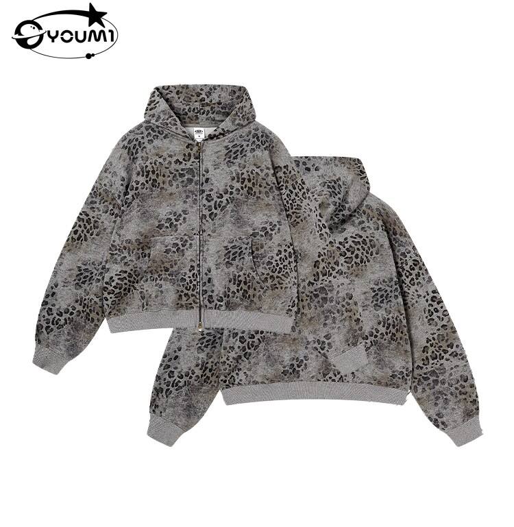 Youmi Sun Fading Leopard Camo Teška teška košulja s kratkim krovom