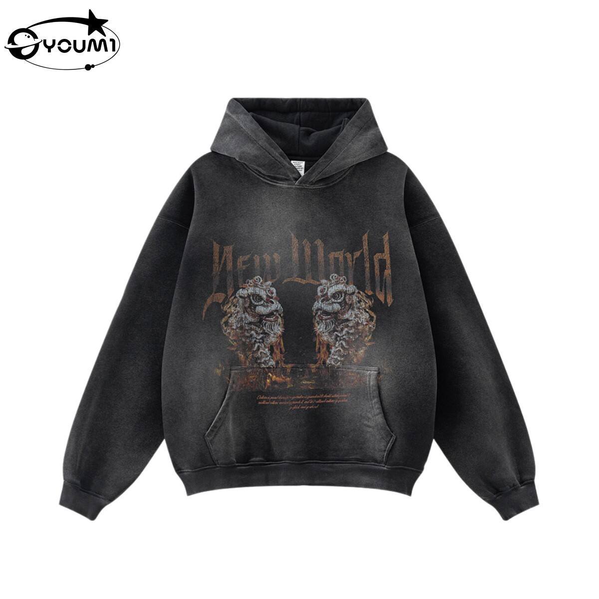 Youmi DTG Vintage Pamuk Sviter Hoodie Y2K Muška Streetwear