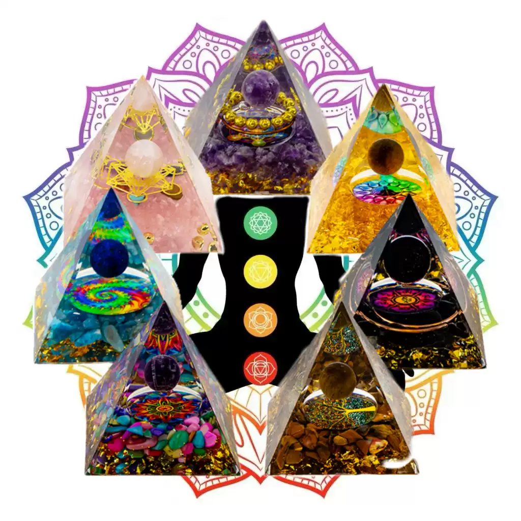 Natural Crystal Ball Resin Drip Pyramid