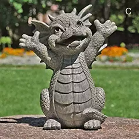 Dragon in sitting meditation pose, dragon with hands folded in front of the chest, dragon with hands raised high.