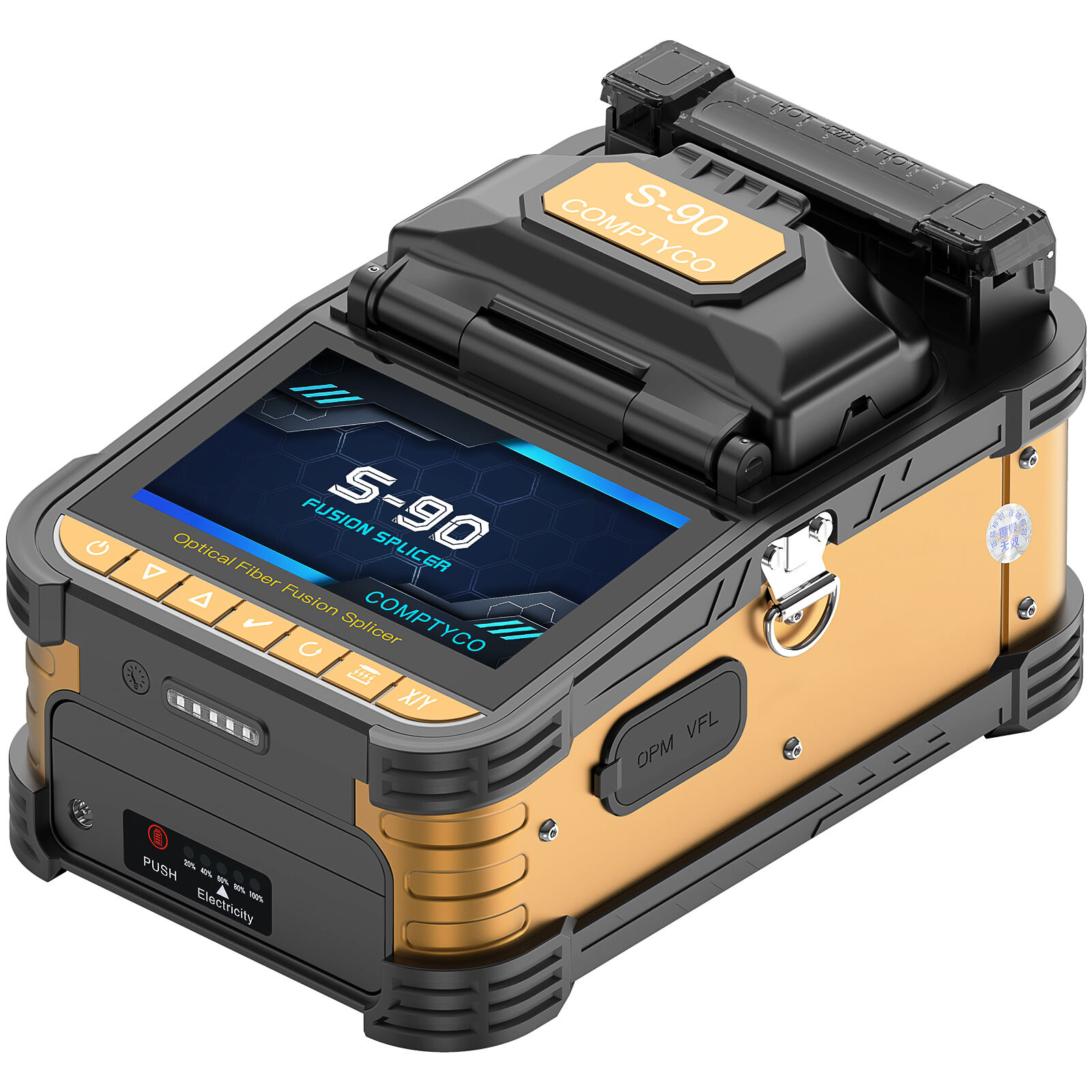 COMPTYCO 6 motor S-90 optical fiber fusion splicer with OPM/VFL touch screen fusion splicer 7800mAh optical fiber fusion splicer ten language complete equipment