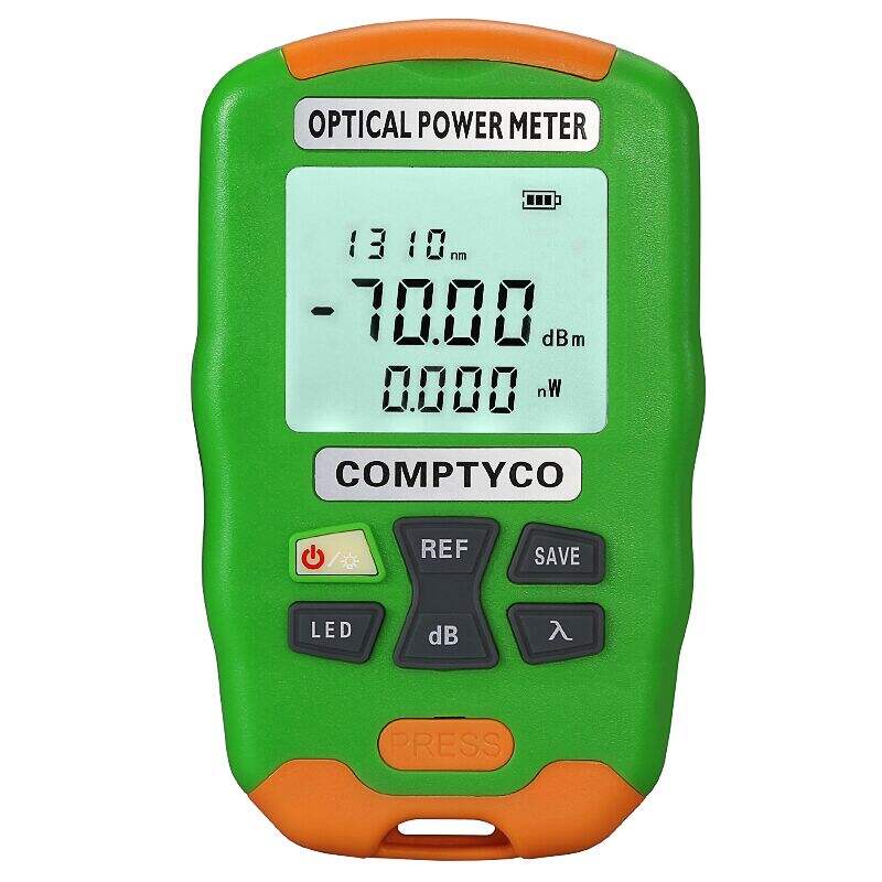 جهاز اختبار الألياف الضوئية المحمولة عالي الدقة COMPTYCO AUA-DC7/DC5 OPM، مع مصباح LED جهاز متر قوة الضوء للألياف الضوئية 2 في 1
