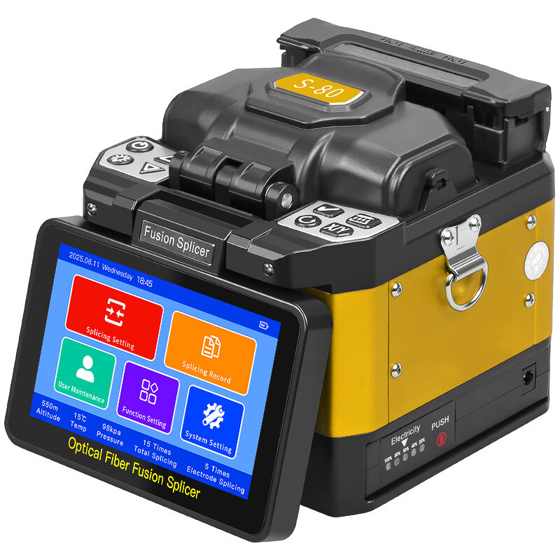 Komptyco S-80 Mesin Sambungan Fusi Serat Optik 6 Motor Layar Sentuh Sambungan Fusi Serat Optik 7800mAh Mesin Sambungan Fusi Serat Optik