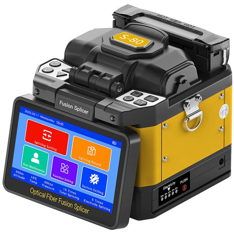 COMPTYCO S-80 Fusão por Splicer de Fibra Óptica com Tela Touchscreen de 6 Motores, Splicer de Fibra Óptica de 6700mAh