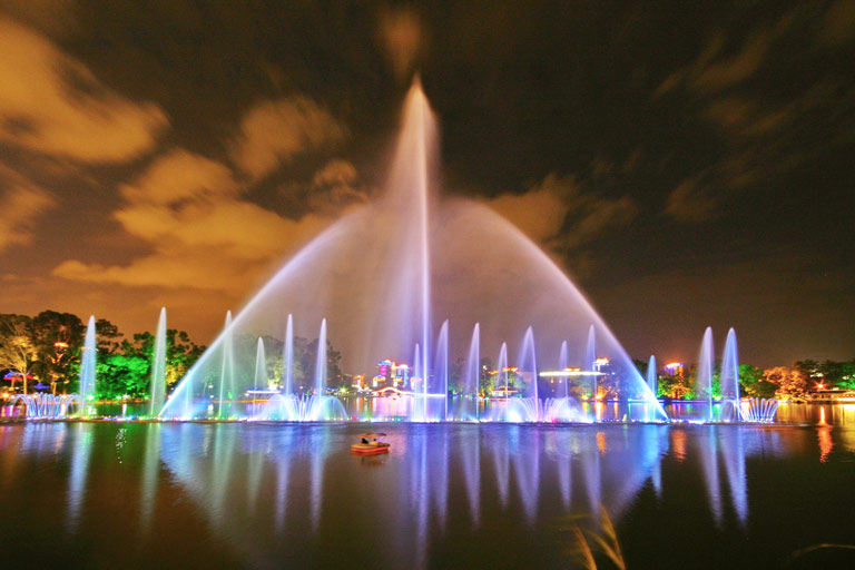 Working and control principle of large musical fountain