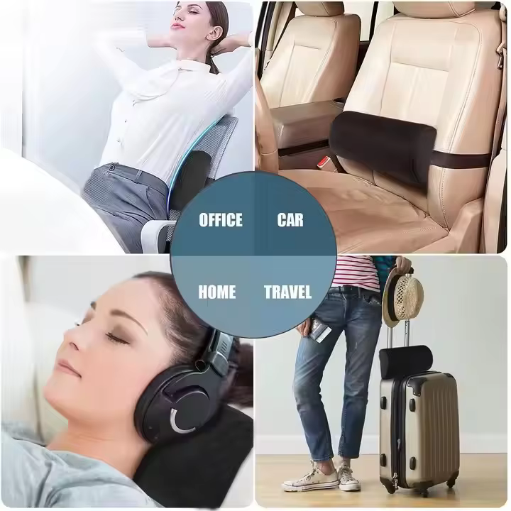 Black Memory Foam Relieve Stress Lumbar Cushion Customizable Small Lumbar Support Pillow for Gaming Chair/Office Chair/Car Seat supplier