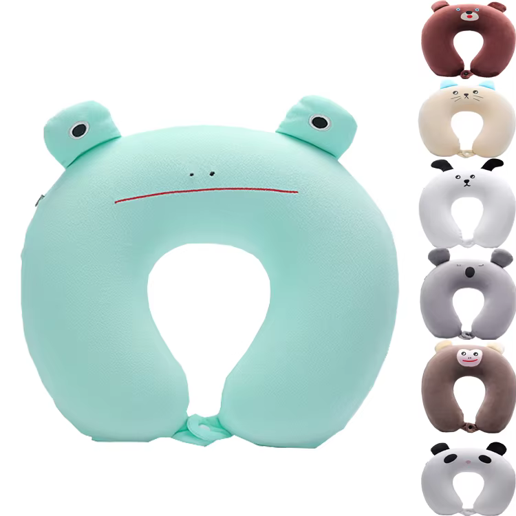 Slow Rebound Memory Foam Animal U-shaped Pillow Customization Portable Soft Neck Warp Support Travel Pillow for Kids