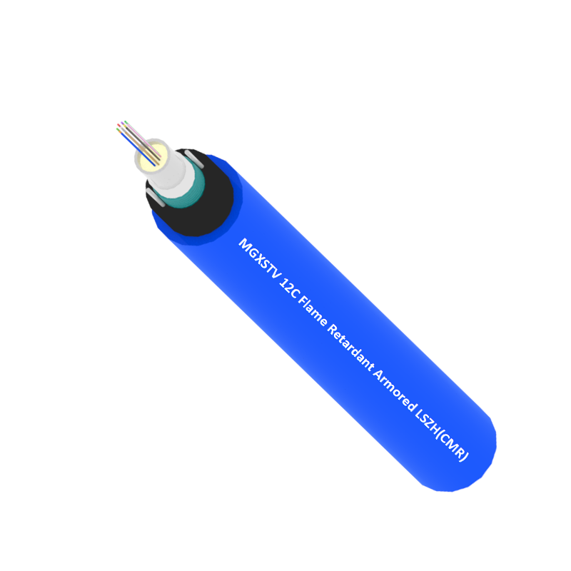 MGXTSV 12 Core Single Tube Flame Retardant Armored Mining Optic Fiber Cable LSZH(CMR)