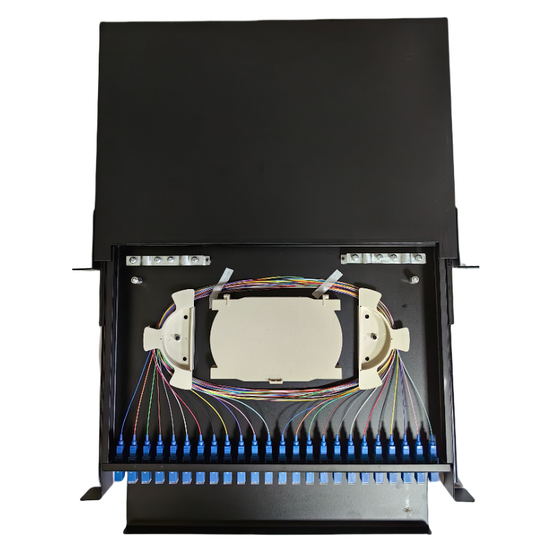 SODF1U24F-SC-UPC ODF Quadro de Distribuição Óptica 19 Polegadas 1U Montado em Rack Tipo Gaveta ODF 24 Cores Painel de Conexão de Fibra Óptica  