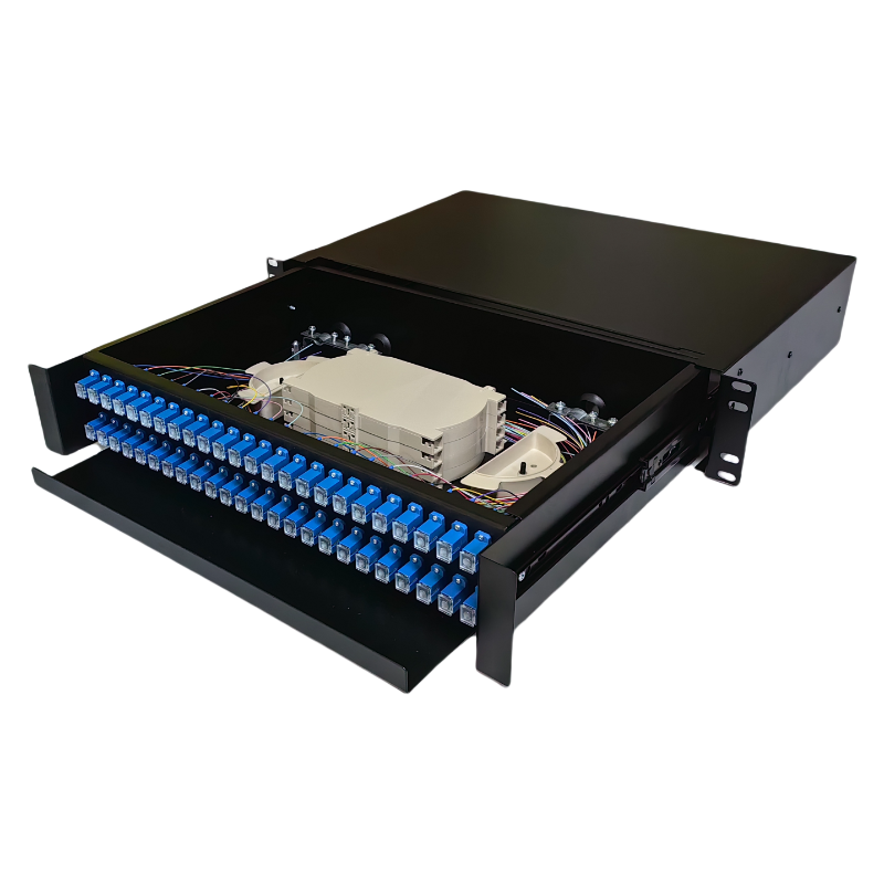 SODF2U48F-SC-UPC CODF Optisches Verteilungsrahmen 19 Zoll 2U Rack montierter Schubladentyp ODF 48 Fasern Glasfaser Patchpanel  