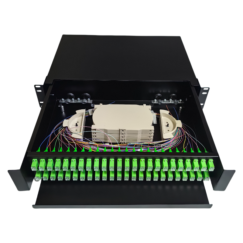 SODF2U48F-SC-APC ODF Optical Distribution Frame 19 inihi 2U Raki Tūhono Drawer Momo ODF 48 Cores Fiber Optic Patch Panel  