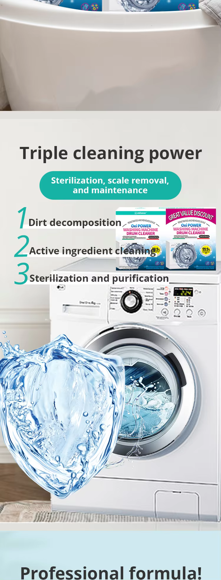 Oxi Power Ultimate Laundry Machine Cleaner: 3-in-1 Formula for Spotless Drums, Odor Elimination & Hygiene Boost manufacture