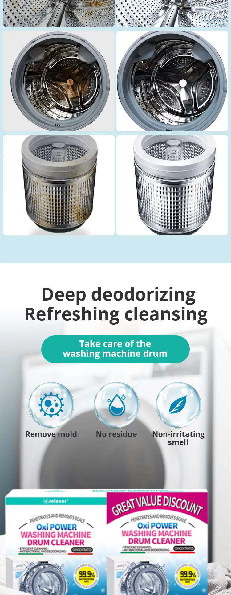Oxi Power Ultimate Laundry Machine Cleaner: 3-in-1 Formula for Spotless Drums, Odor Elimination & Hygiene Boost manufacture