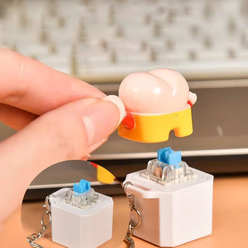 Wholesale Custom Yellow Chick Keychain Creative Stress Relief Electronic Voice Toy in Any Shape Promotional Rubber Keychains details