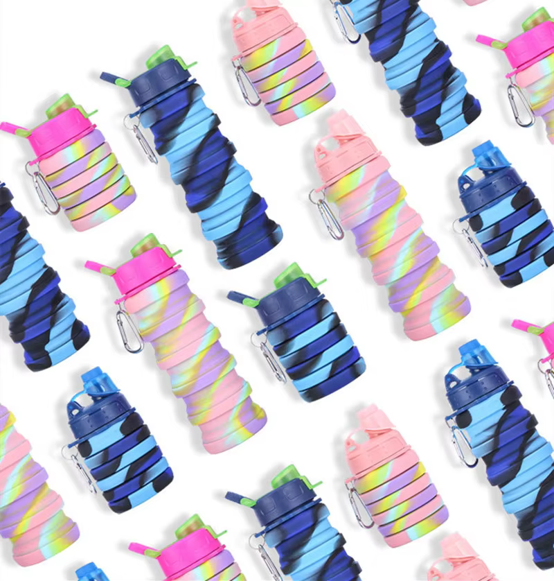 Collapsible Gym Travel Sport Silicone Drinkware Tumblers Insulated Insulated Drinkware Water Bottle details