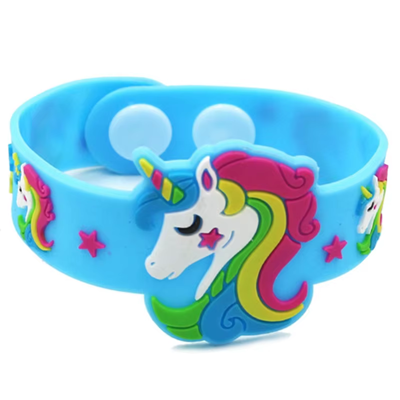 Kids Christmas Gifts Trendy Children Lovely Animal Unicorn  Rubber Pvc Bracelets Silicone Promotional Wristbands details