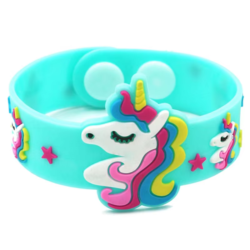 Kids Christmas Gifts Trendy Children Lovely Animal Unicorn  Rubber Pvc Bracelets Silicone Promotional Wristbands manufacture