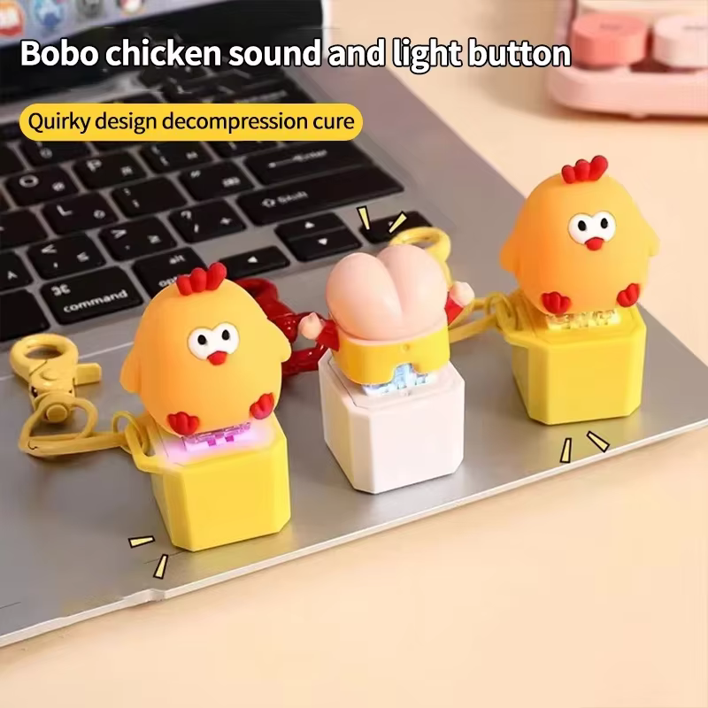 Wholesale Custom Yellow Chick Keychain Creative Stress Relief Electronic Voice Toy in Any Shape Promotional Rubber Keychains supplier