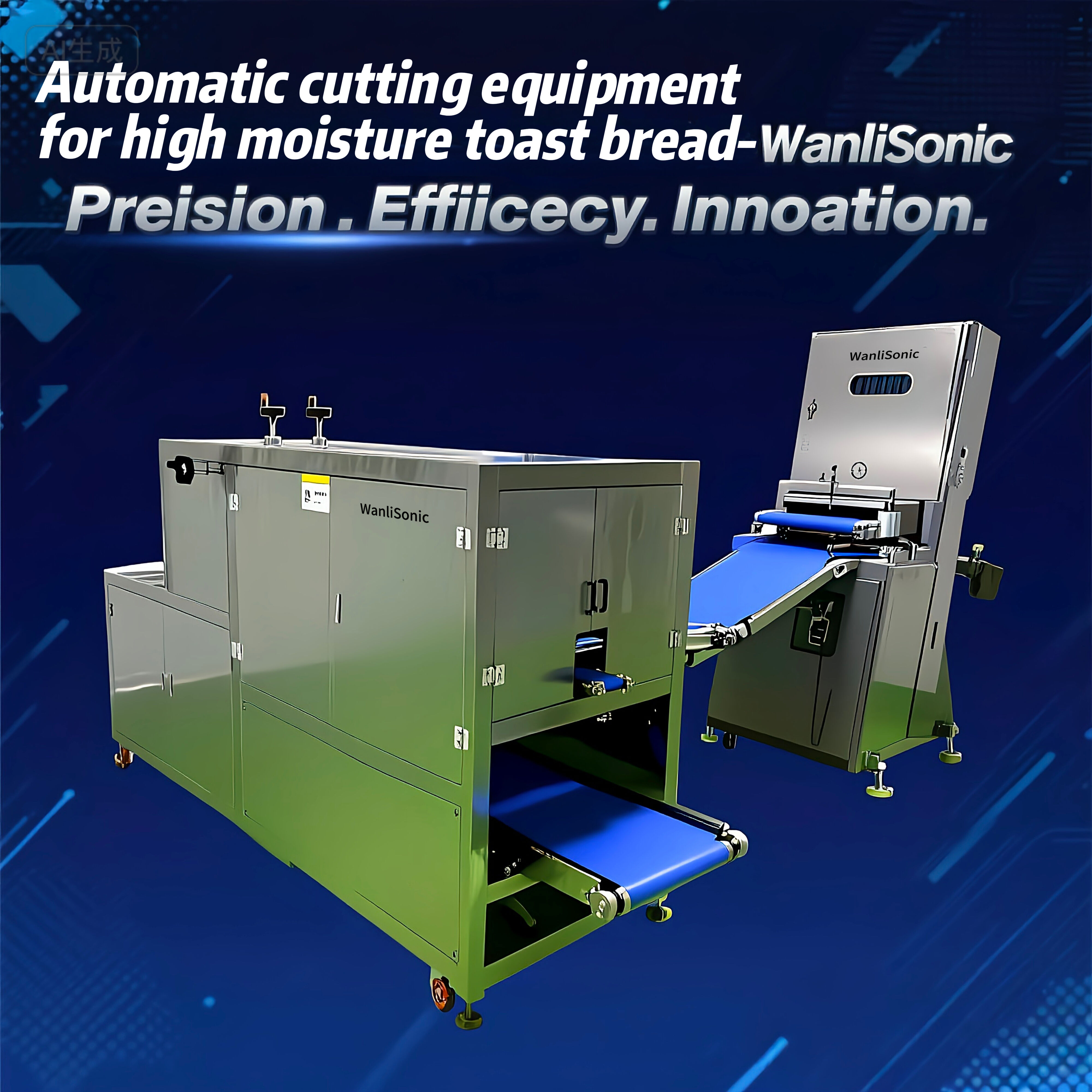 万利1500型食パン自動カット装置 | インライン超音波スライサー |