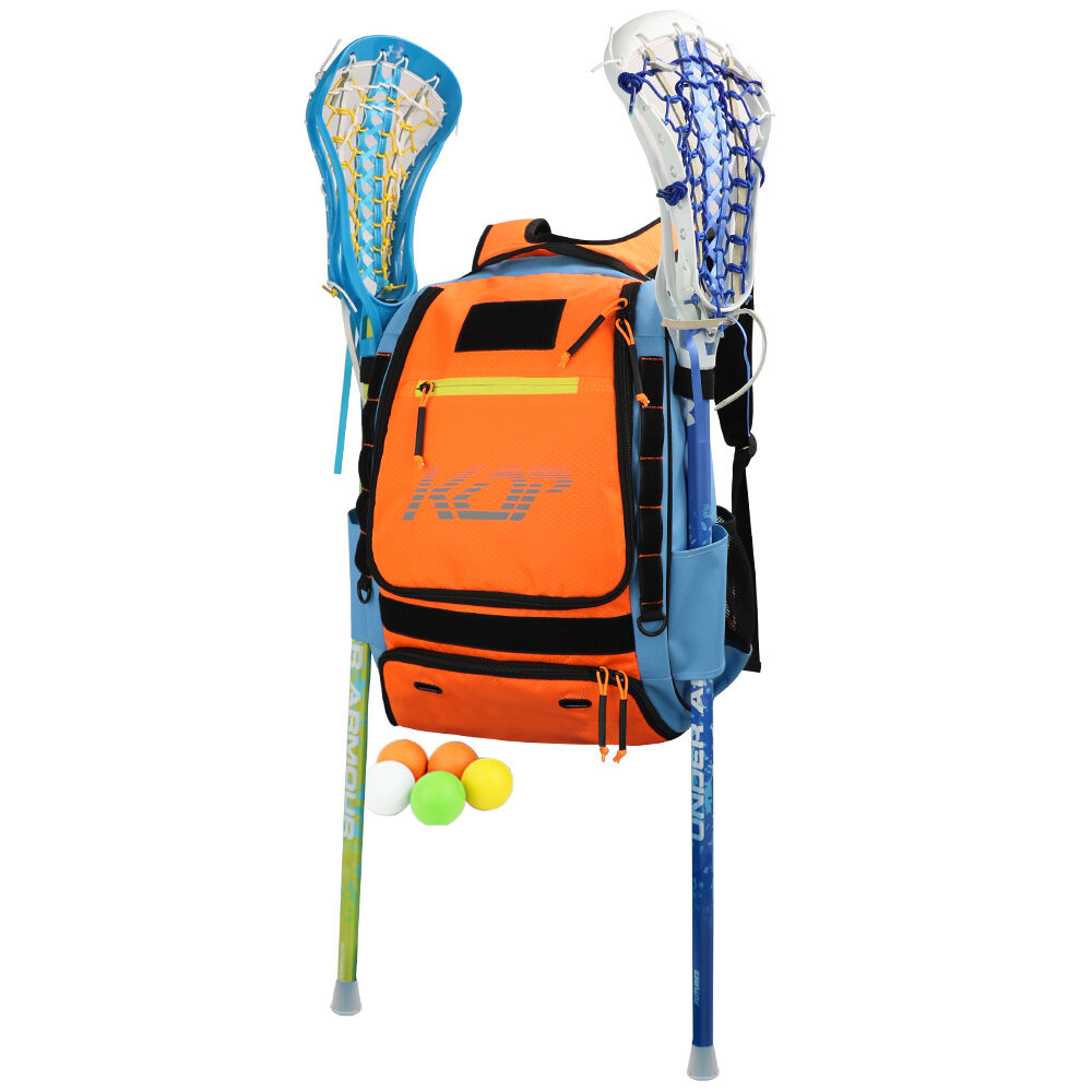 KOP OEM Customized New Design Polyester Lacrosse Stick Backpack with Fence Hook and Shoes Compartment for Kids